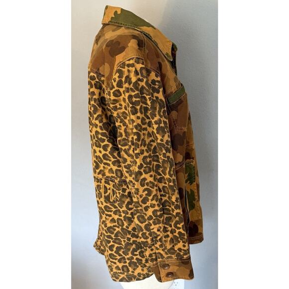 Anthropologie Pilcro Camo Leopard Jacket Sz XLP Utility Shacket Streetwear Style - Picture 3 of 15